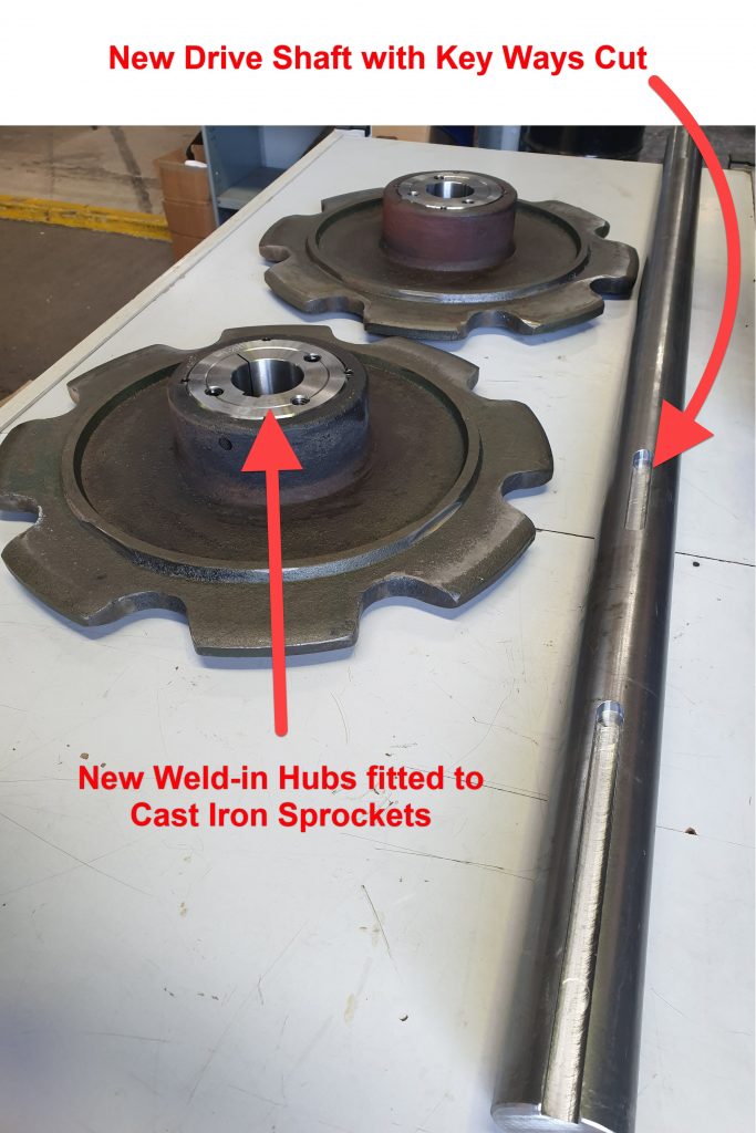 drive axle, cast iron sprockets